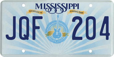 MS license plate JQF204