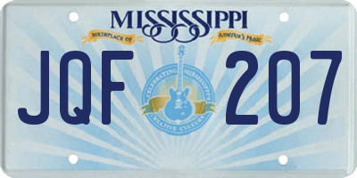 MS license plate JQF207