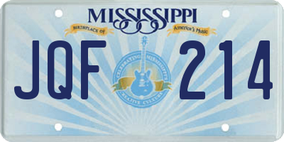 MS license plate JQF214