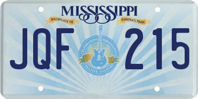 MS license plate JQF215