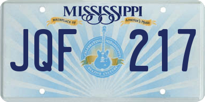 MS license plate JQF217
