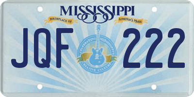 MS license plate JQF222