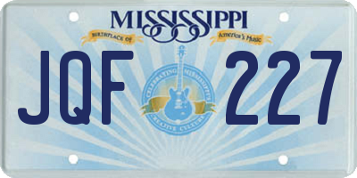 MS license plate JQF227