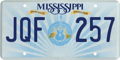 MS license plate JQF257