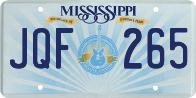 MS license plate JQF265
