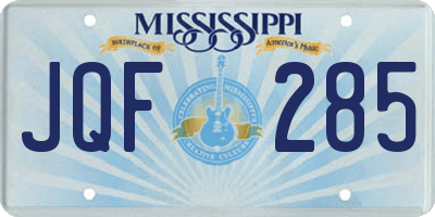 MS license plate JQF285