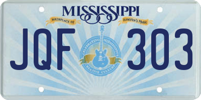 MS license plate JQF303