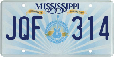 MS license plate JQF314