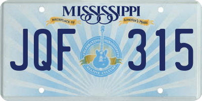 MS license plate JQF315