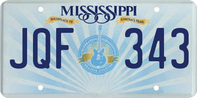 MS license plate JQF343