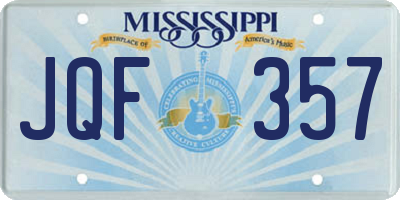 MS license plate JQF357