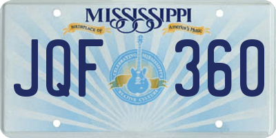 MS license plate JQF360