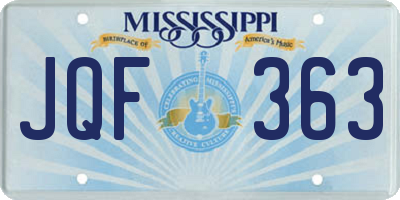 MS license plate JQF363