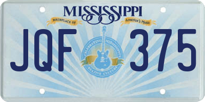MS license plate JQF375
