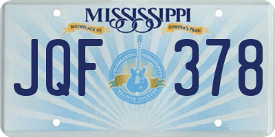 MS license plate JQF378