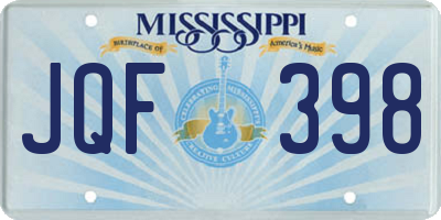 MS license plate JQF398
