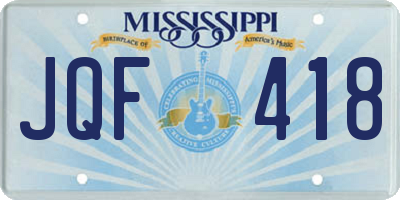 MS license plate JQF418