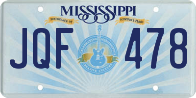 MS license plate JQF478