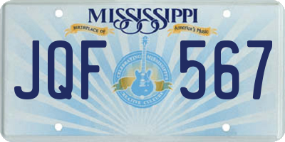 MS license plate JQF567
