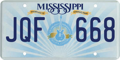 MS license plate JQF668