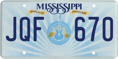 MS license plate JQF670