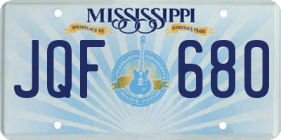 MS license plate JQF680