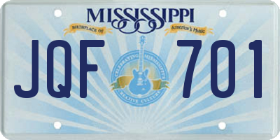 MS license plate JQF701