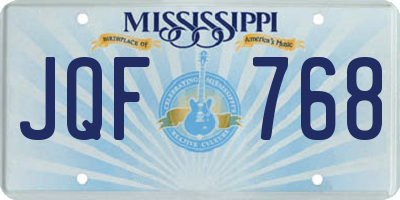 MS license plate JQF768