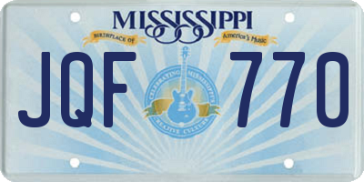 MS license plate JQF770