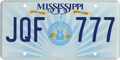 MS license plate JQF777