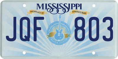 MS license plate JQF803