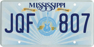 MS license plate JQF807