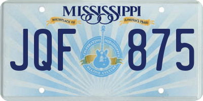 MS license plate JQF875