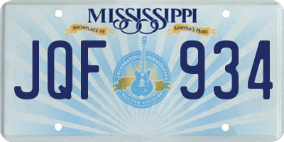 MS license plate JQF934