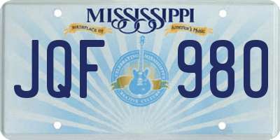 MS license plate JQF980