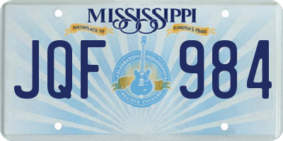 MS license plate JQF984