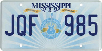 MS license plate JQF985