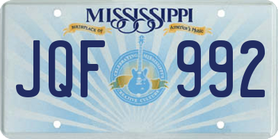 MS license plate JQF992