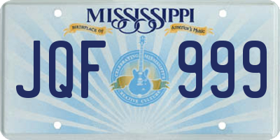 MS license plate JQF999