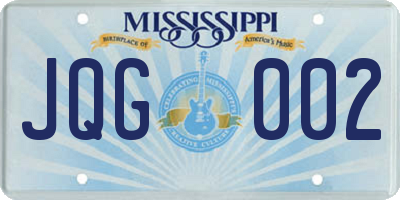 MS license plate JQG002