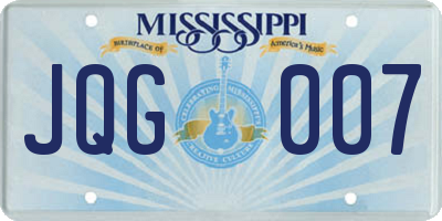 MS license plate JQG007