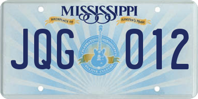 MS license plate JQG012