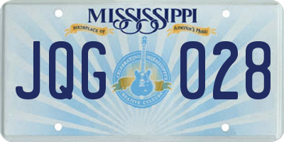 MS license plate JQG028
