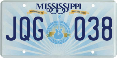 MS license plate JQG038