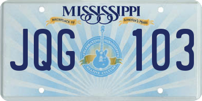 MS license plate JQG103