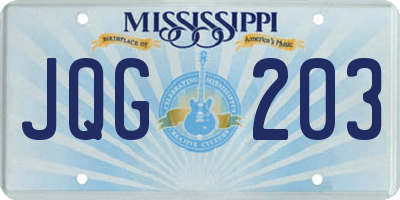 MS license plate JQG203