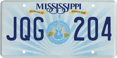MS license plate JQG204