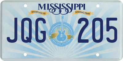 MS license plate JQG205