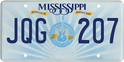 MS license plate JQG207