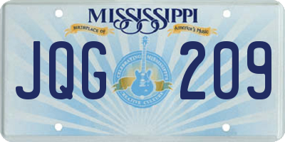 MS license plate JQG209